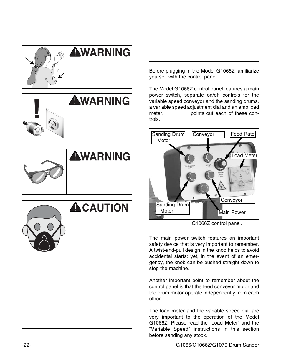 G1066z control panel, Notice | Grizzly G1066Z User Manual | Page 24 / 54