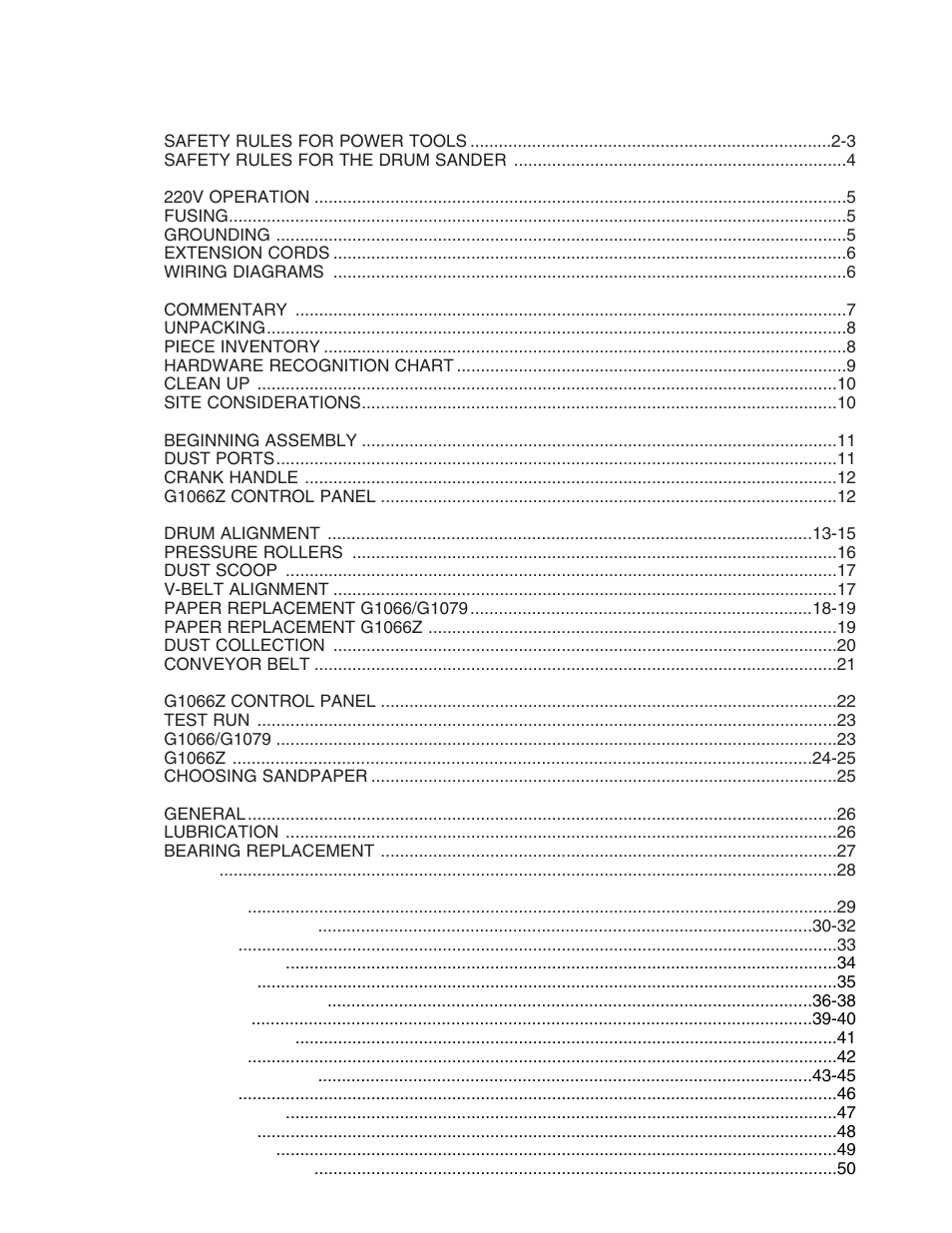 Grizzly G1066Z User Manual | Page 3 / 54