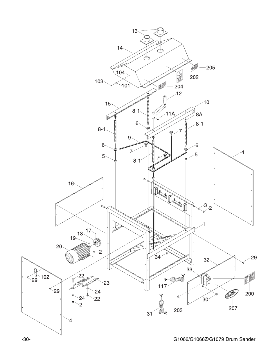 G1066 stand & table elevation | Grizzly G1066Z User Manual | Page 32 / 54