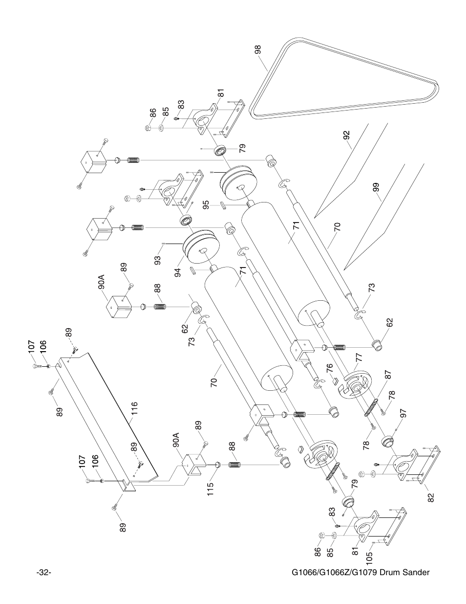 G1066 drum & roller mechanism | Grizzly G1066Z User Manual | Page 34 / 54