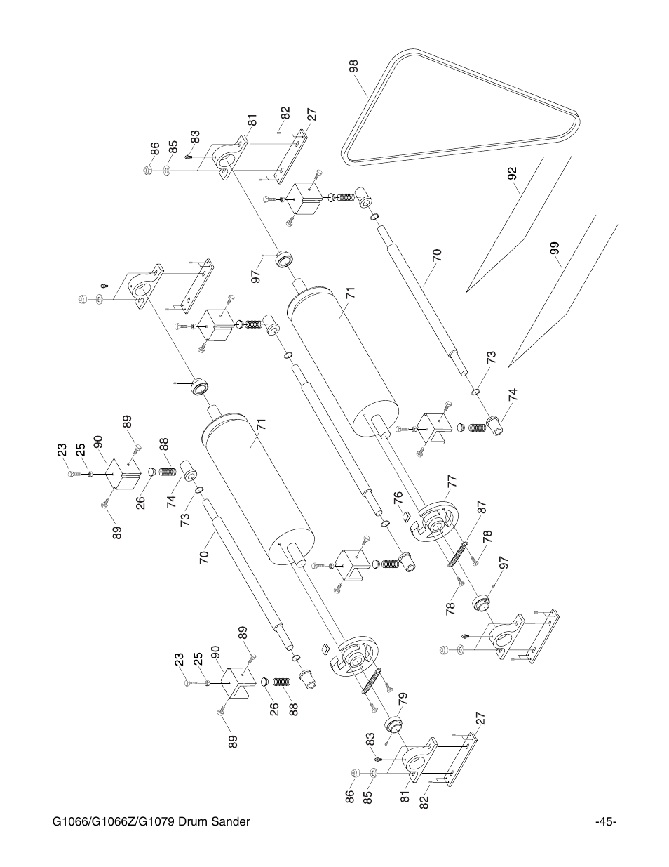 G1079 drum & roller mechanism | Grizzly G1066Z User Manual | Page 47 / 54