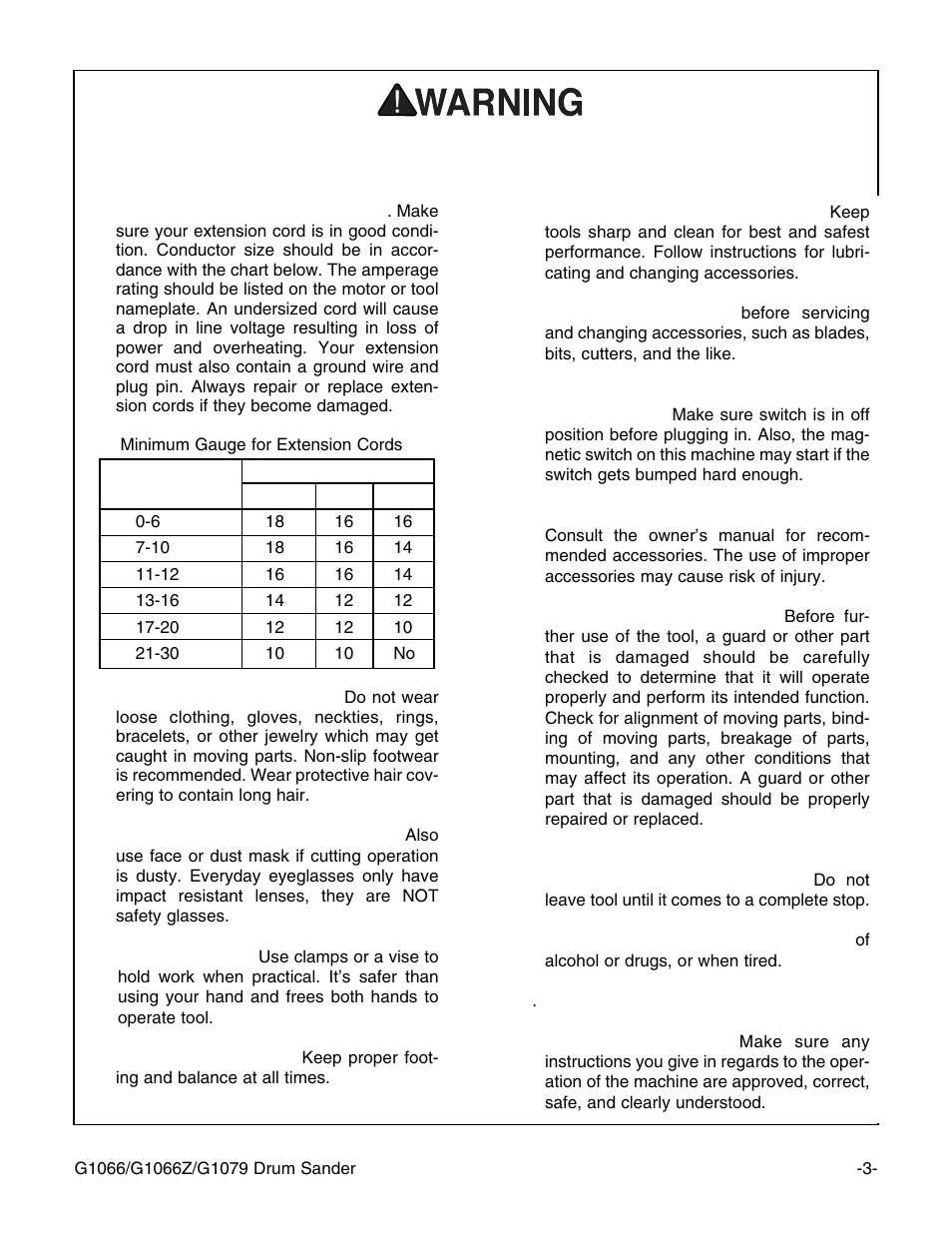 Safety instructions for power tools | Grizzly G1066Z User Manual | Page 5 / 54