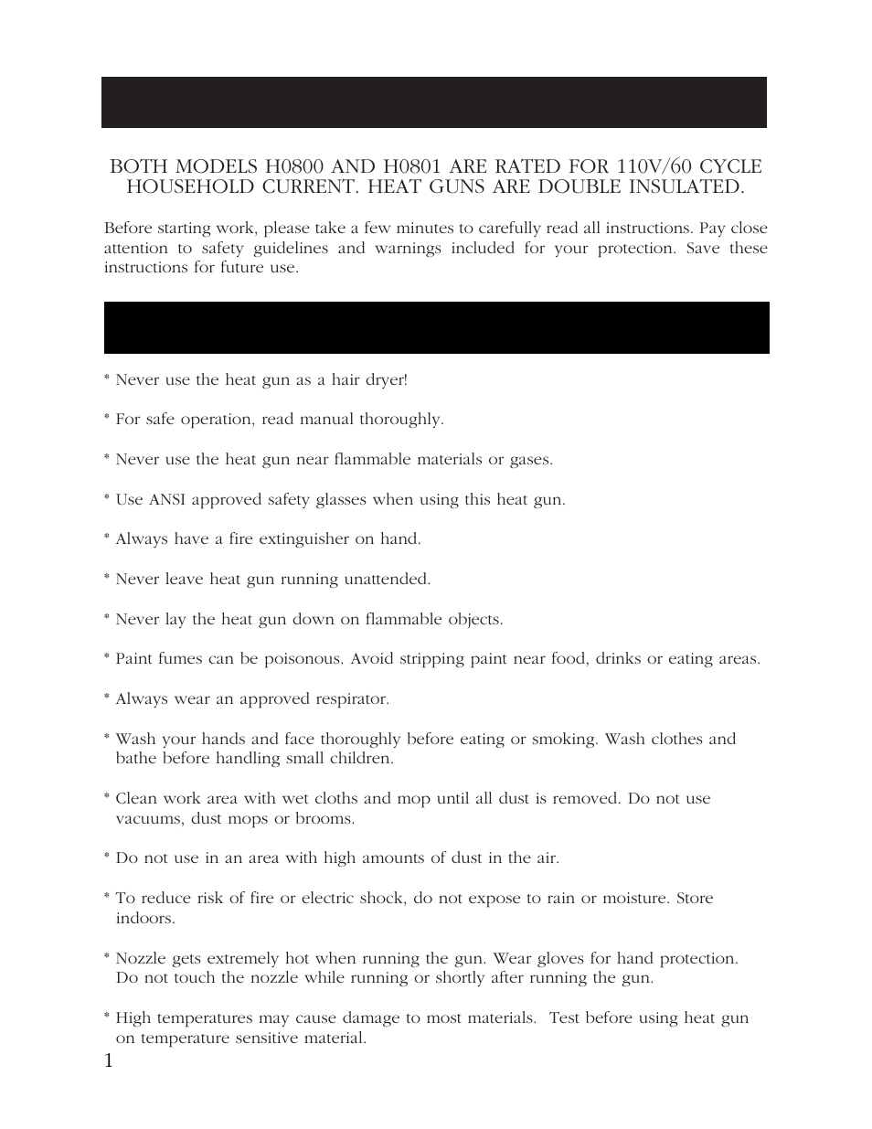 Safety instructions warning | Grizzly H0800 User Manual | Page 3 / 6