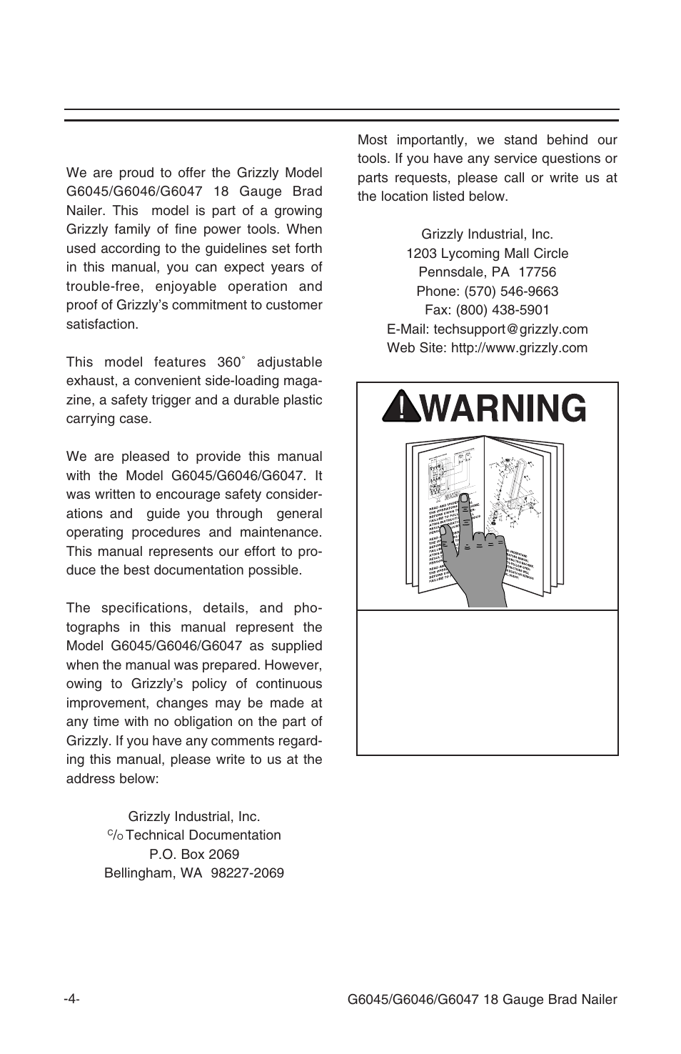 Introduction, Commentary | Grizzly G6045 User Manual | Page 5 / 20