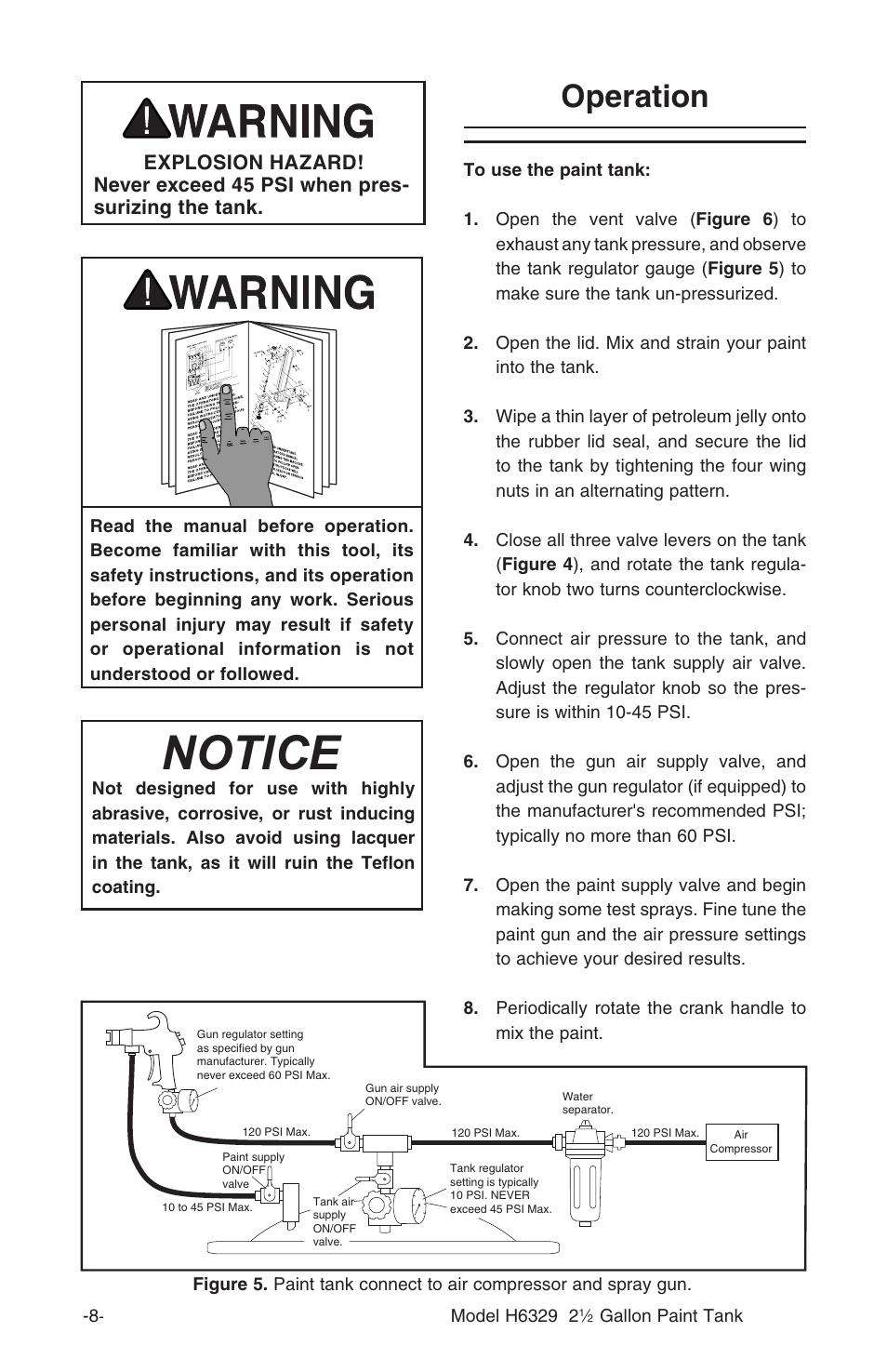 Notice, Operation | Grizzly H6329 User Manual | Page 10 / 16