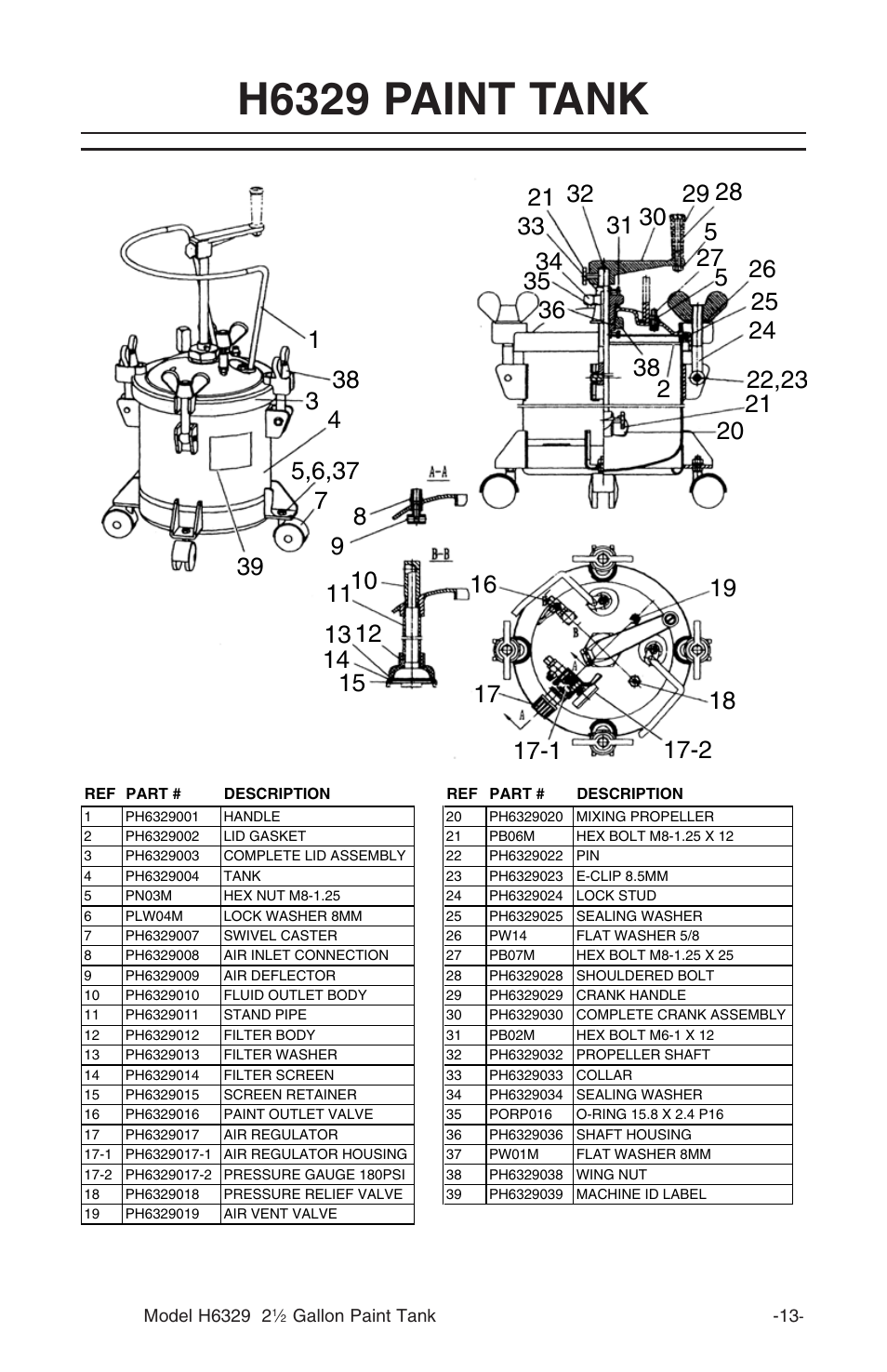 H6329 paint tank | Grizzly H6329 User Manual | Page 15 / 16