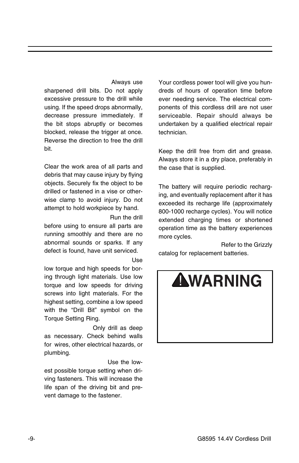 Operating tips and maintenance, Maintenance, Operating guides and tips | Grizzly G8595 User Manual | Page 9 / 13