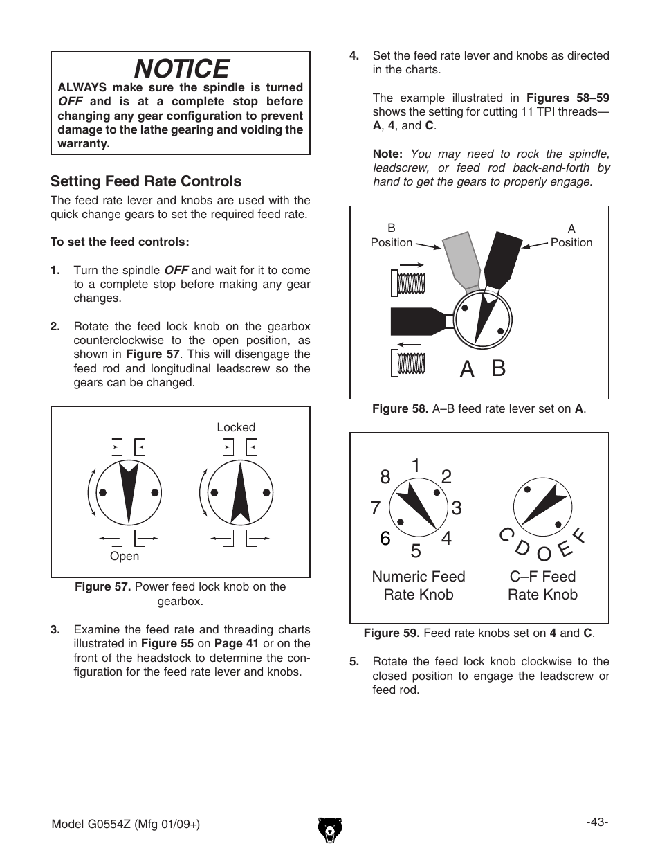 Notice | Grizzly G0554Z User Manual | Page 45 / 104