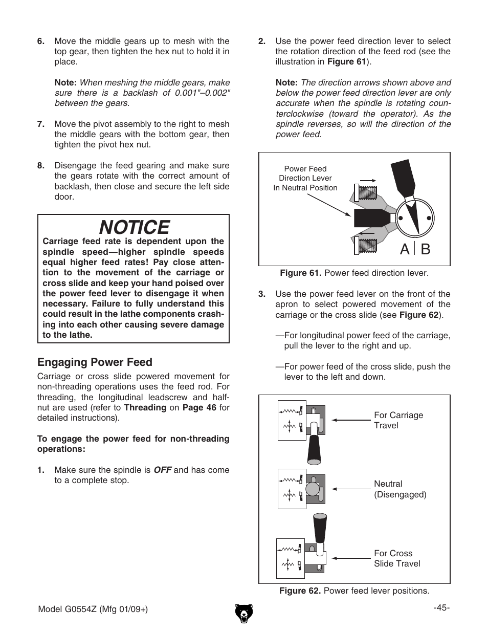Notice | Grizzly G0554Z User Manual | Page 47 / 104