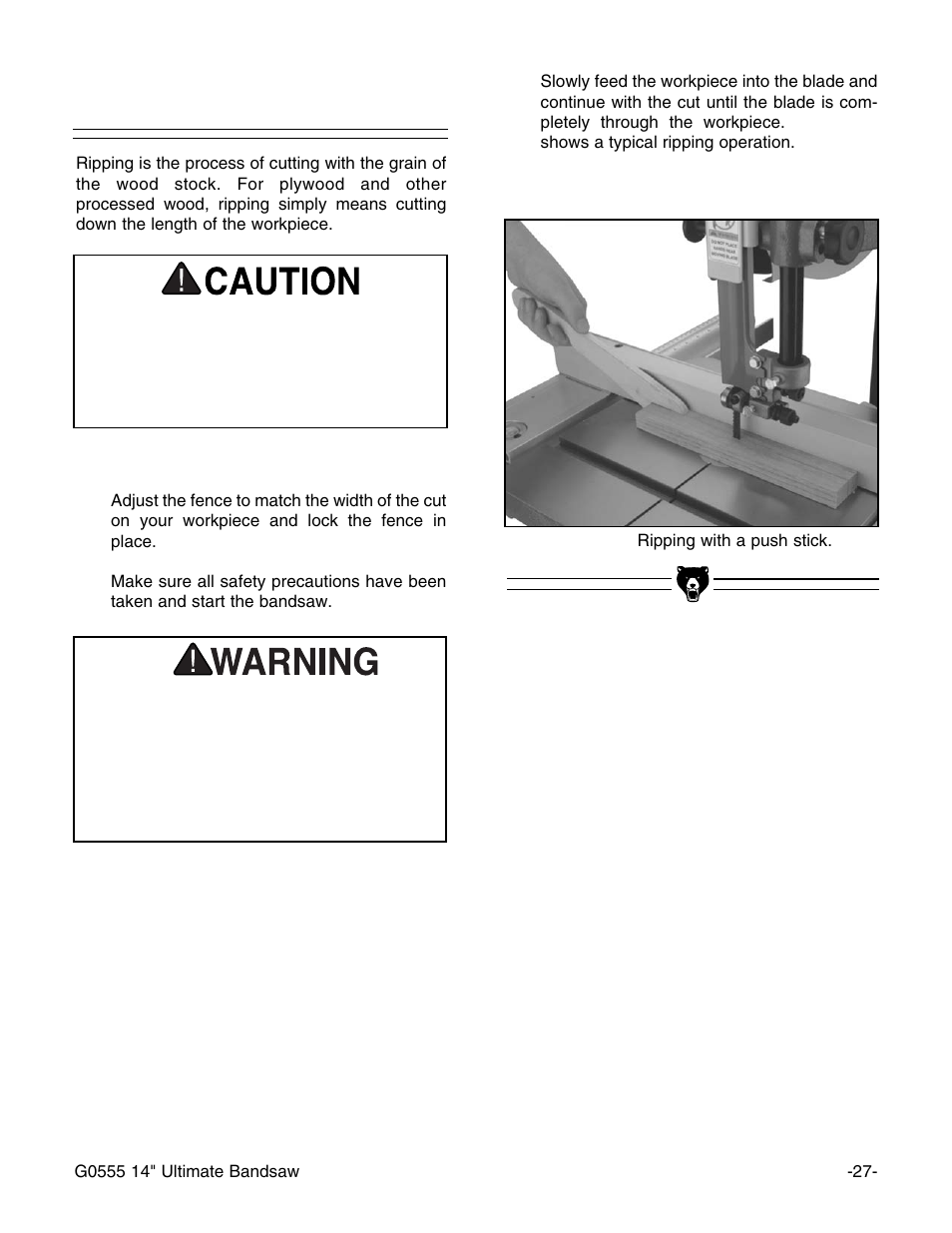 Ripping | Grizzly G0555 User Manual | Page 29 / 55