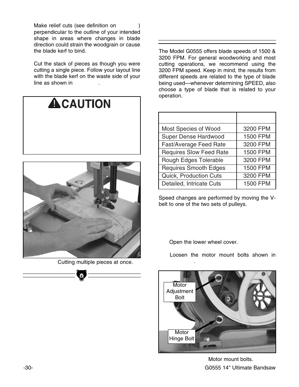 Blade speed | Grizzly G0555 User Manual | Page 32 / 55