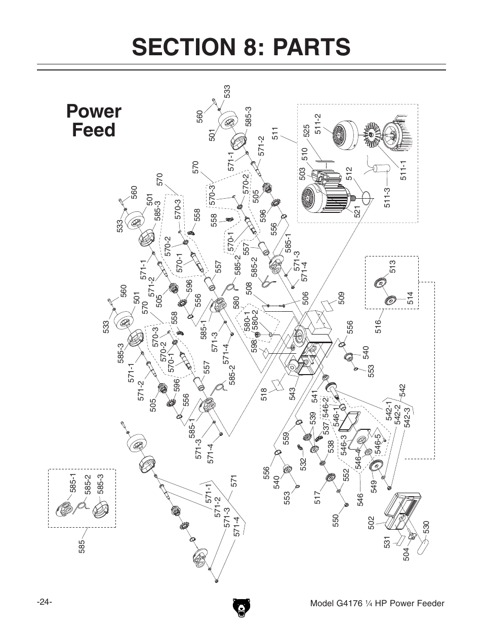 Grizzly Power Feeder G4176 User Manual | 3 pages