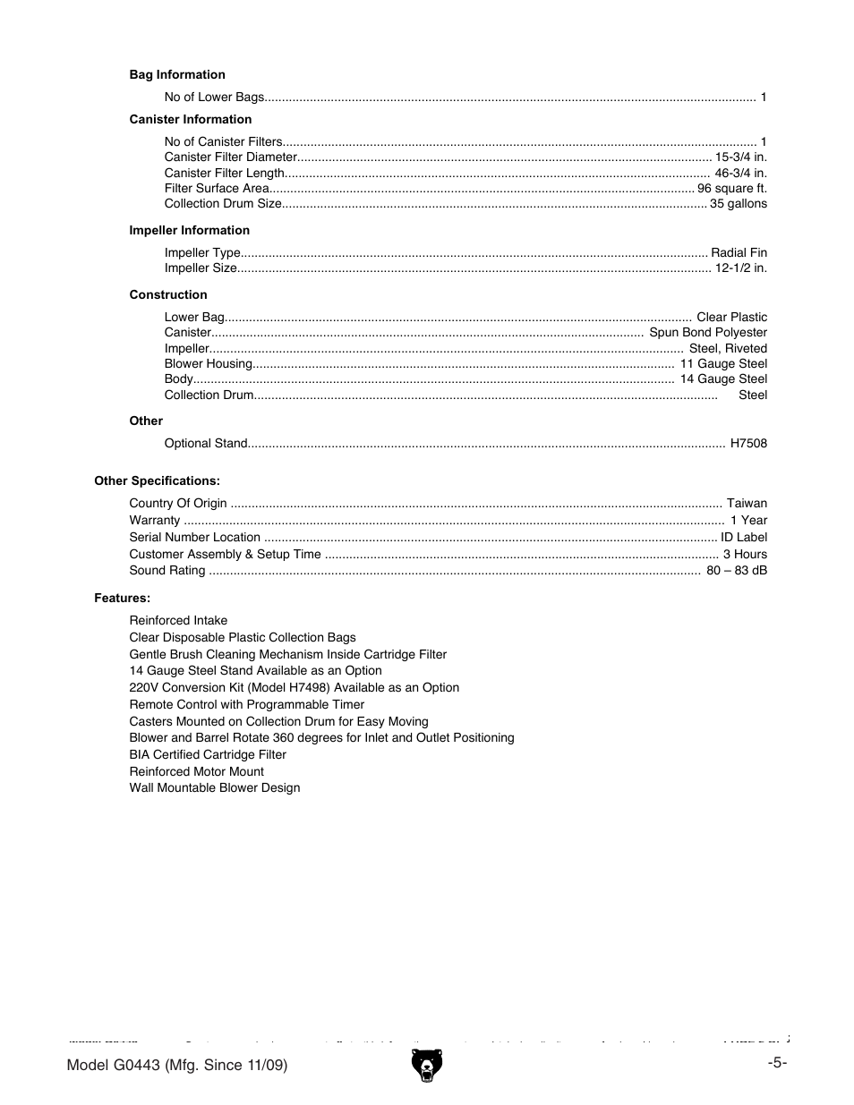 Grizzly G0440 User Manual | Page 7 / 52