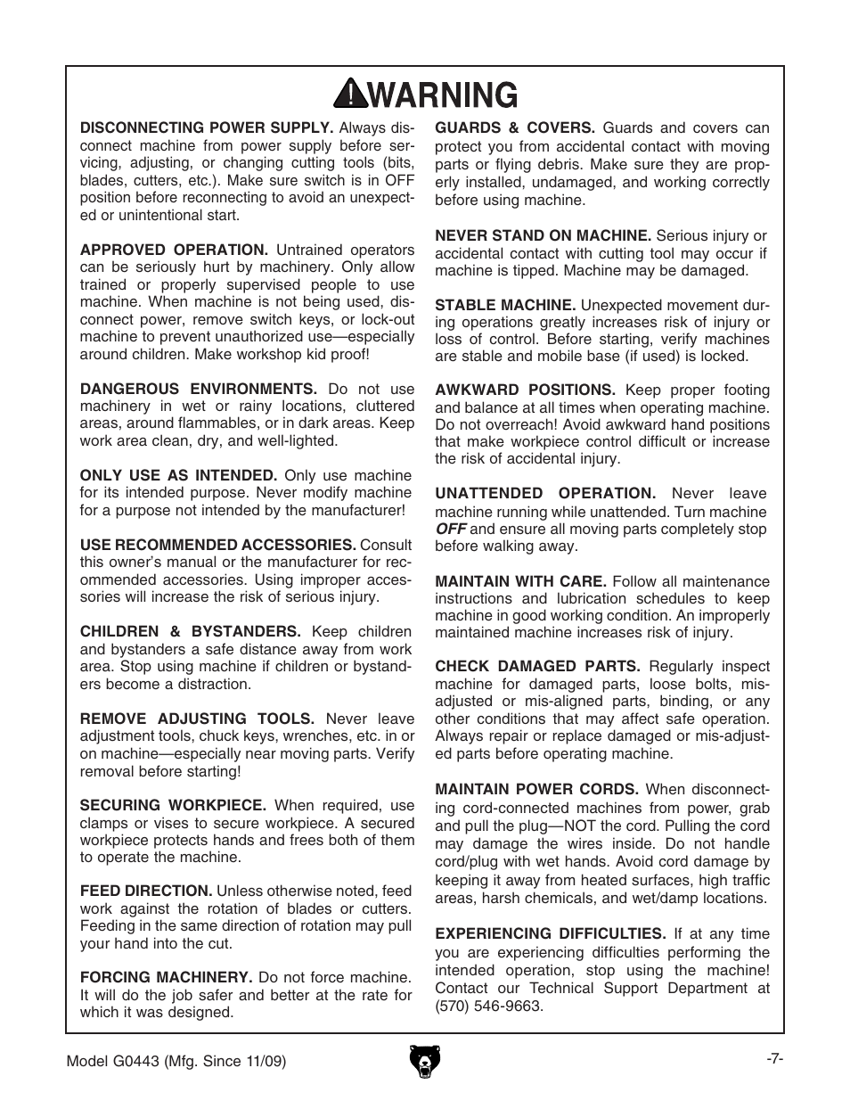 Grizzly G0440 User Manual | Page 9 / 52