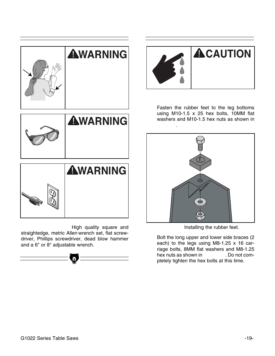 Beginning assembly stand assembly | Grizzly G1022Z User Manual | Page 21 / 84