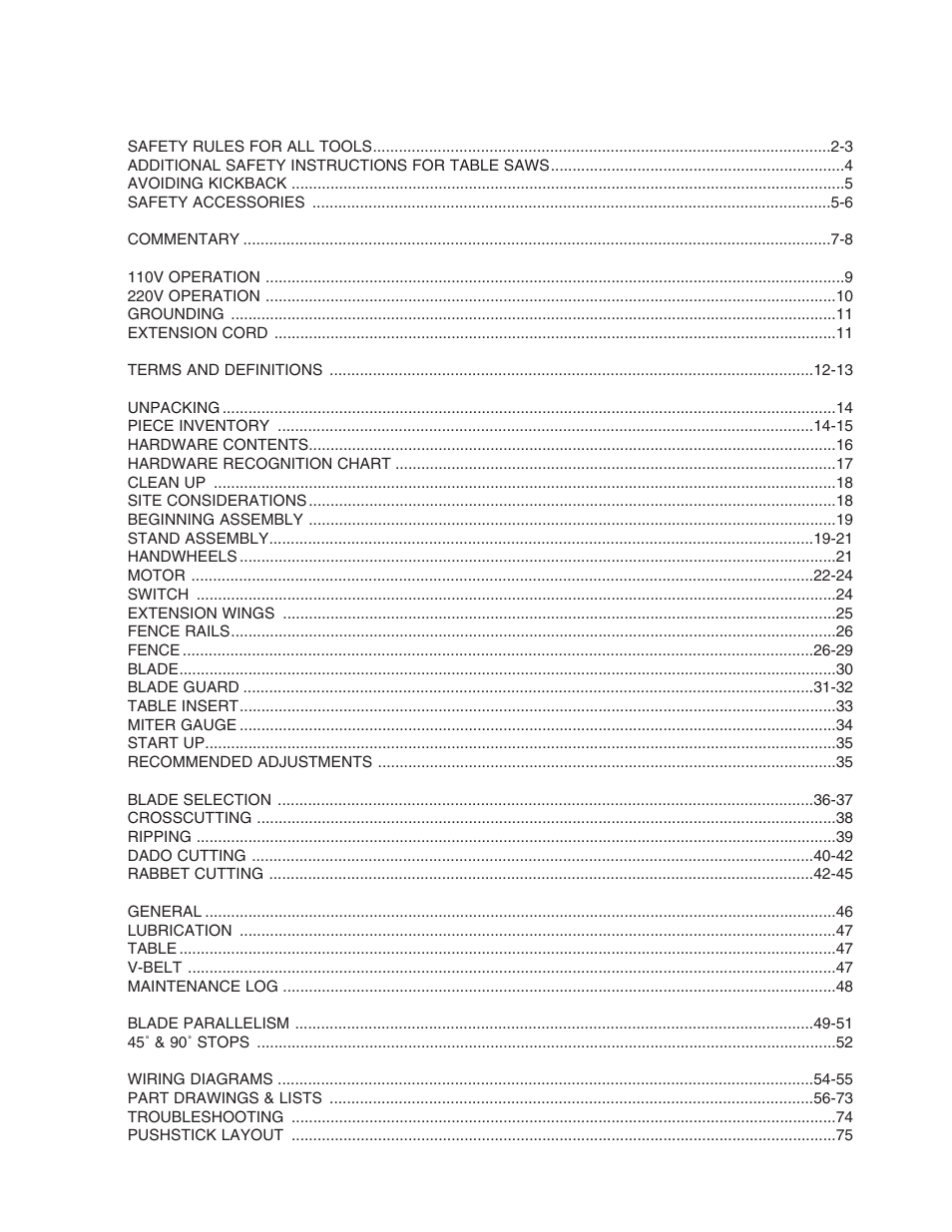 Grizzly G1022Z User Manual | Page 3 / 84