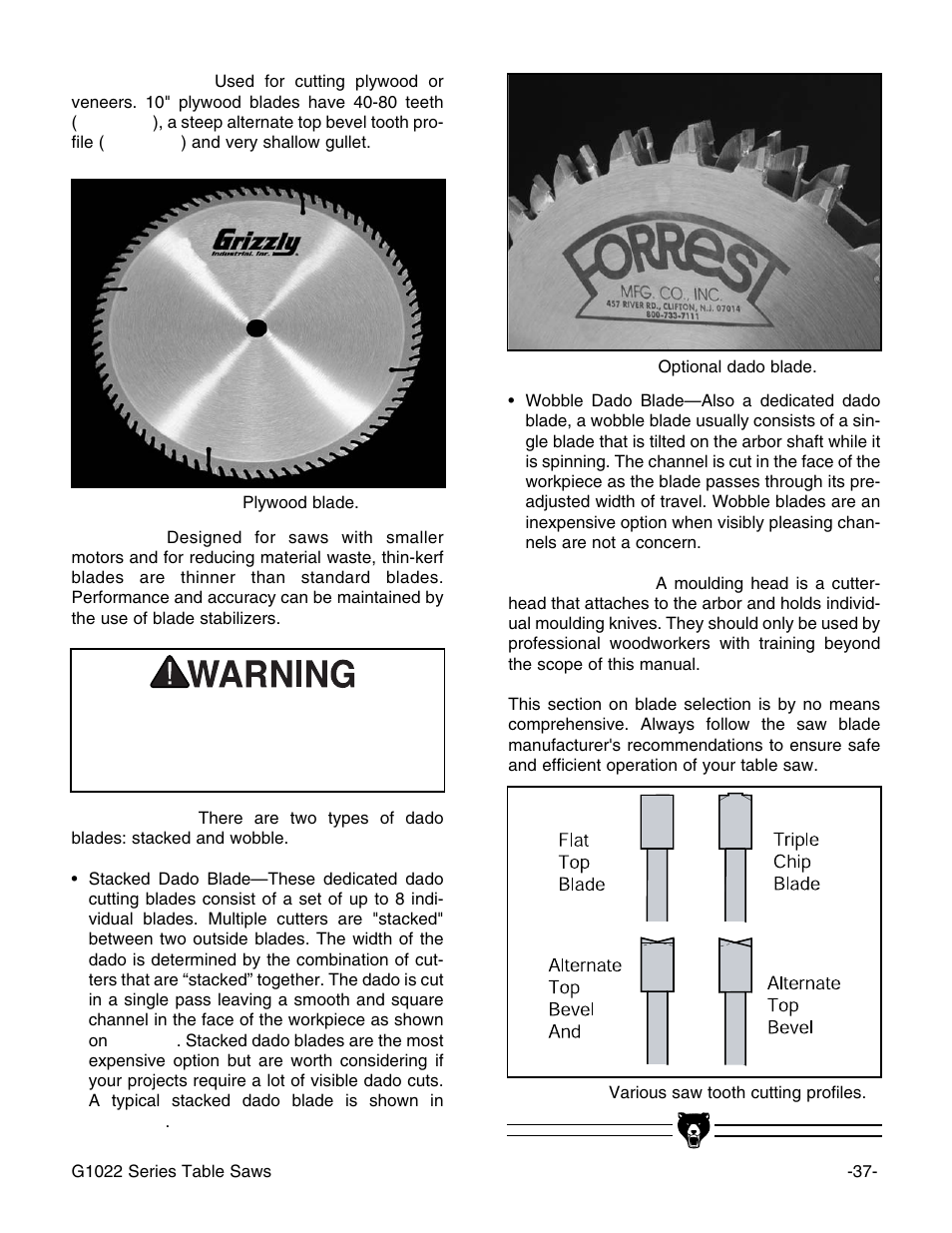 Grizzly G1022Z User Manual | Page 39 / 84