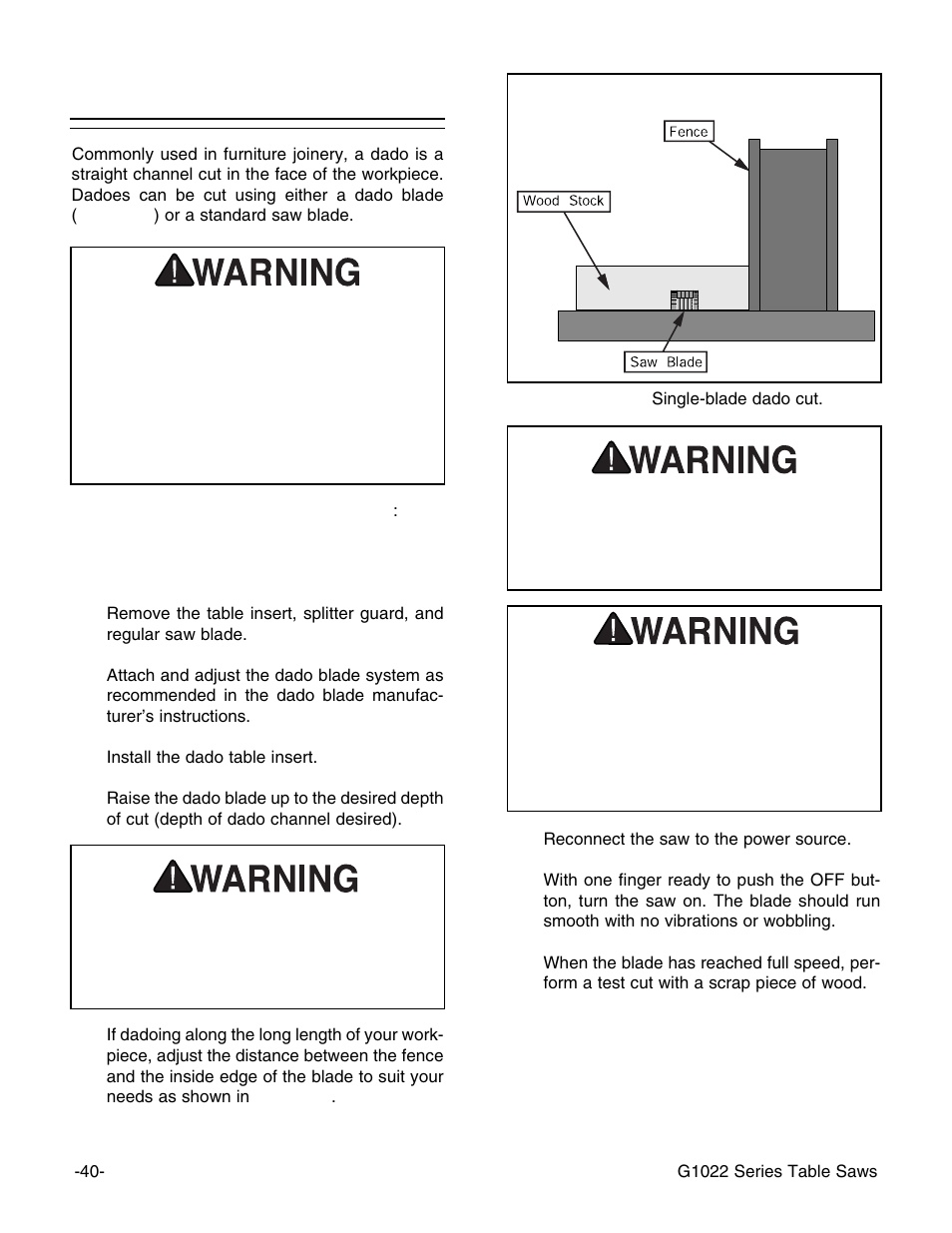 Dado cutting | Grizzly G1022Z User Manual | Page 42 / 84
