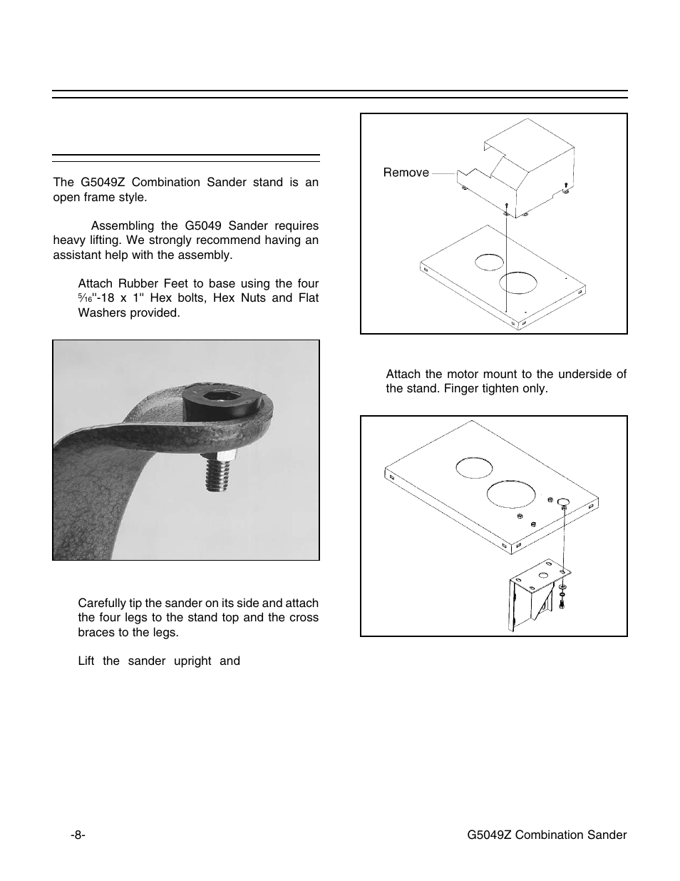 Stand/motor | Grizzly G5049Z User Manual | Page 10 / 26