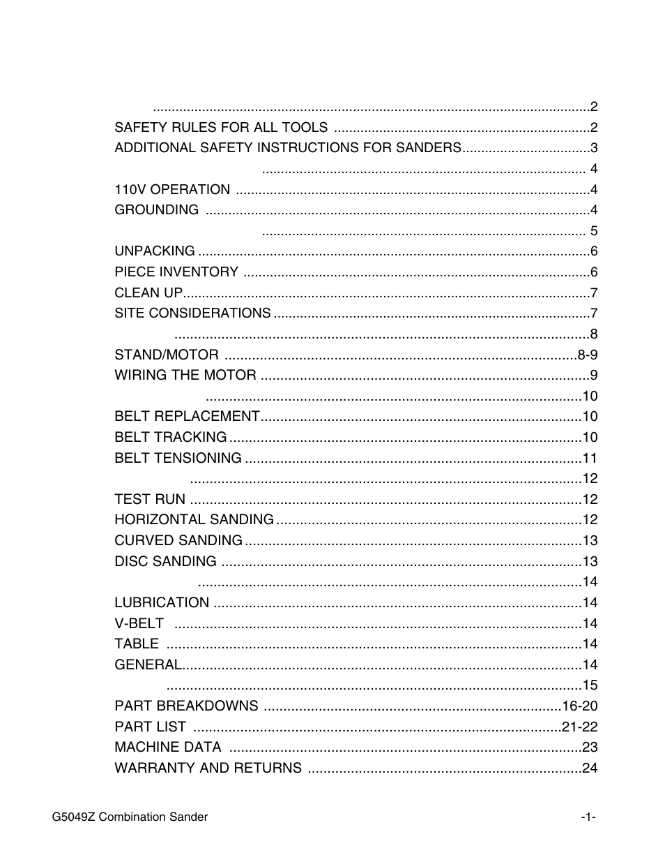 Grizzly G5049Z User Manual | Page 3 / 26
