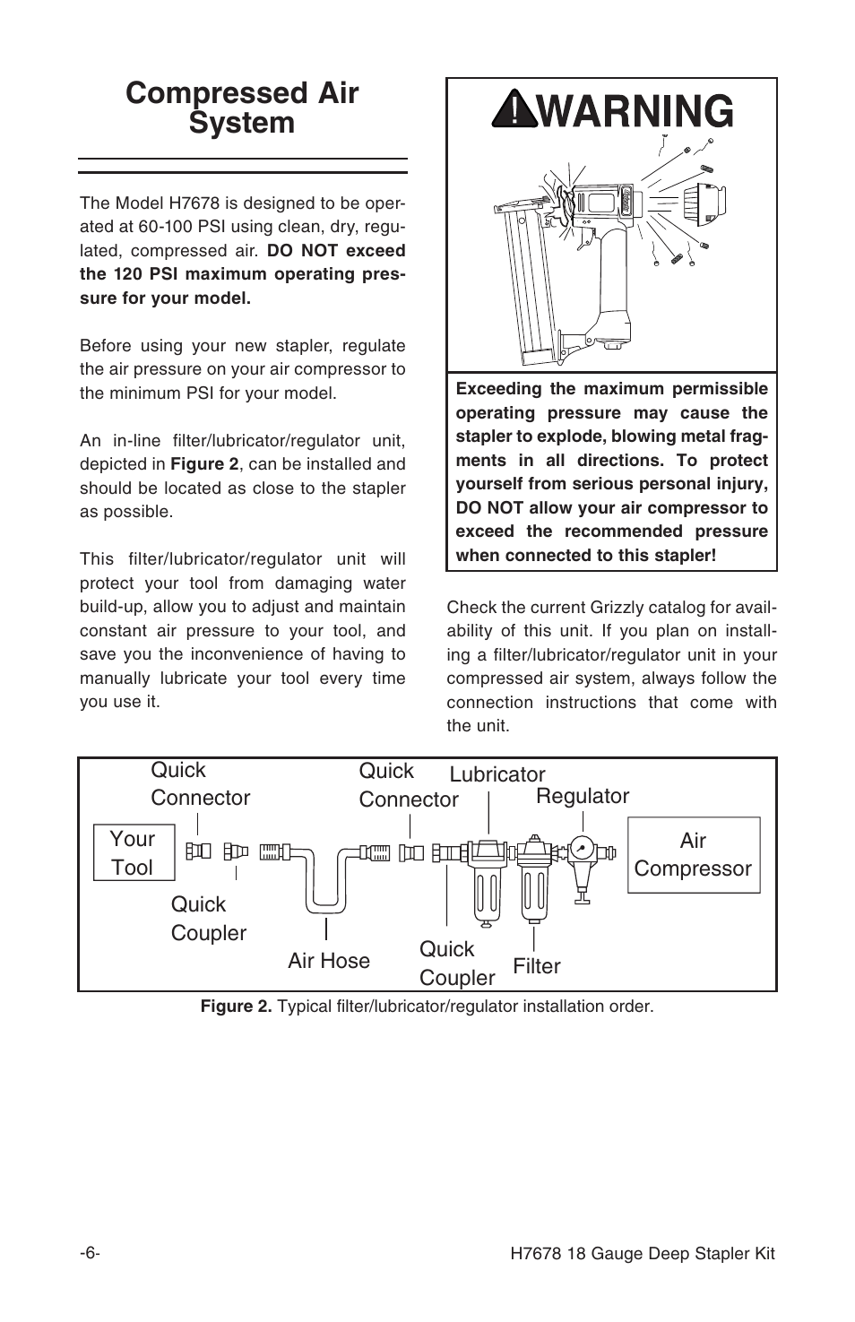 Compressed air system | Grizzly H7678 User Manual | Page 8 / 20