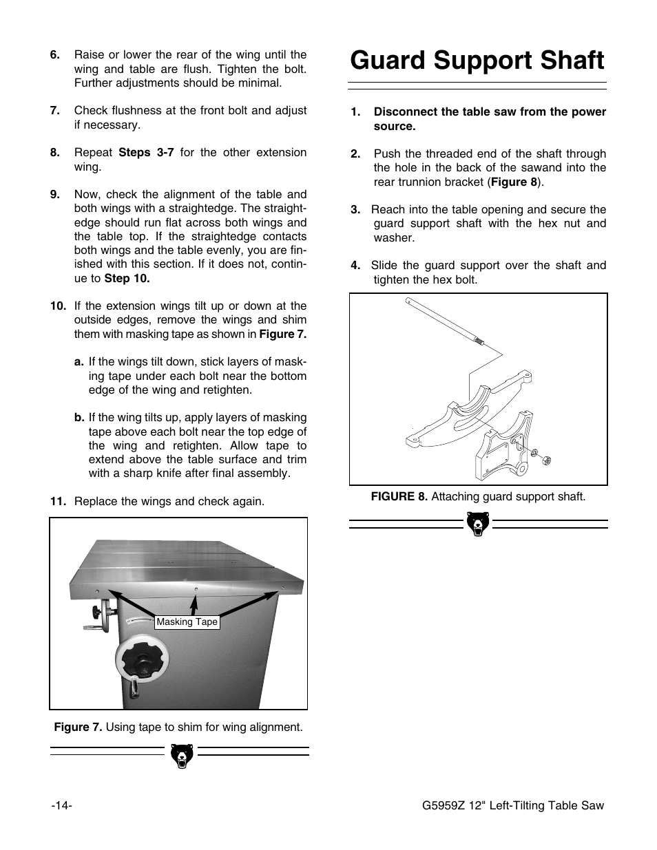 Guard support shaft | Grizzly G5959Z User Manual | Page 16 / 51