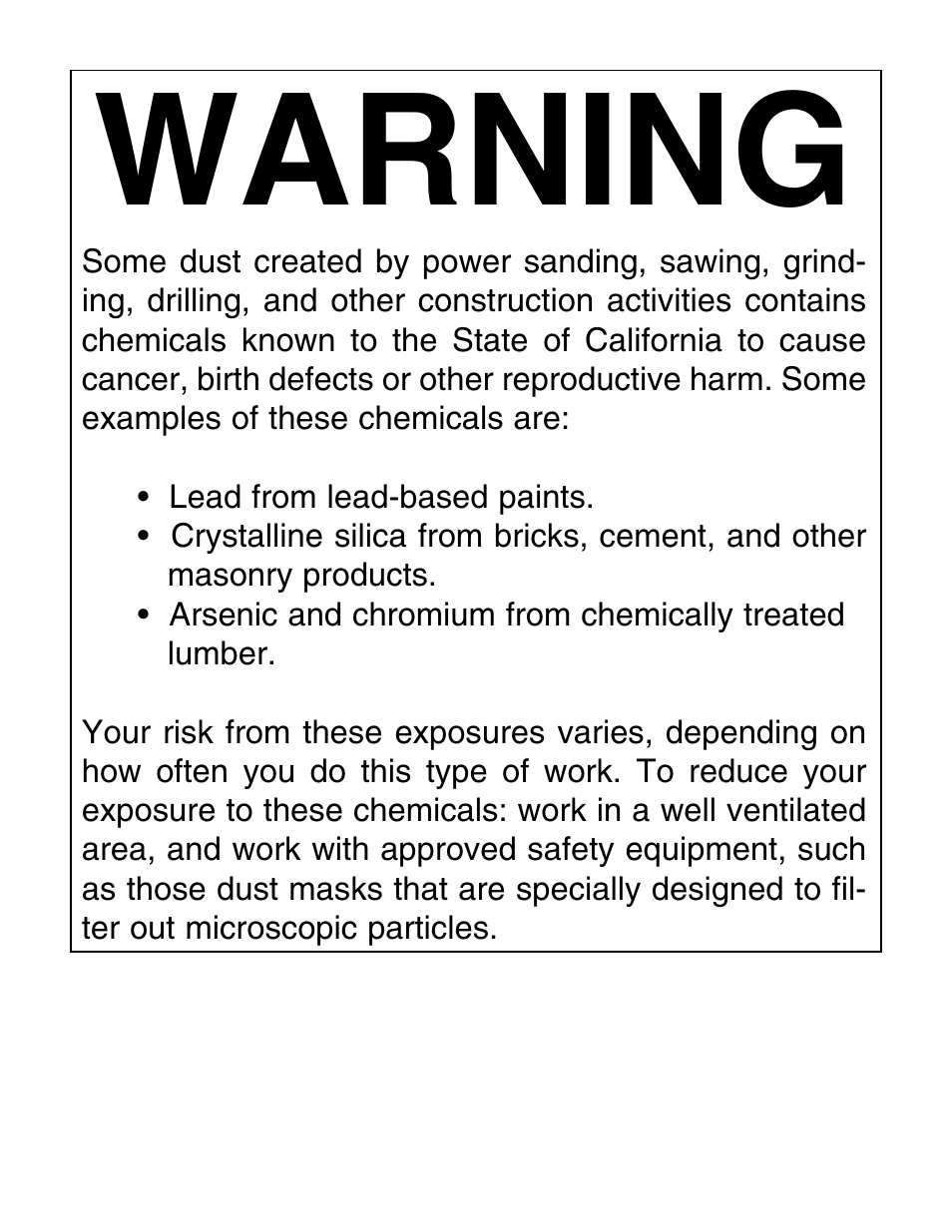 Warning | Grizzly G5959Z User Manual | Page 2 / 51