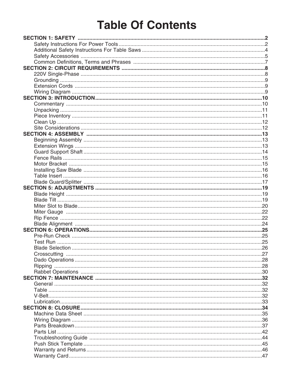 Grizzly G5959Z User Manual | Page 3 / 51