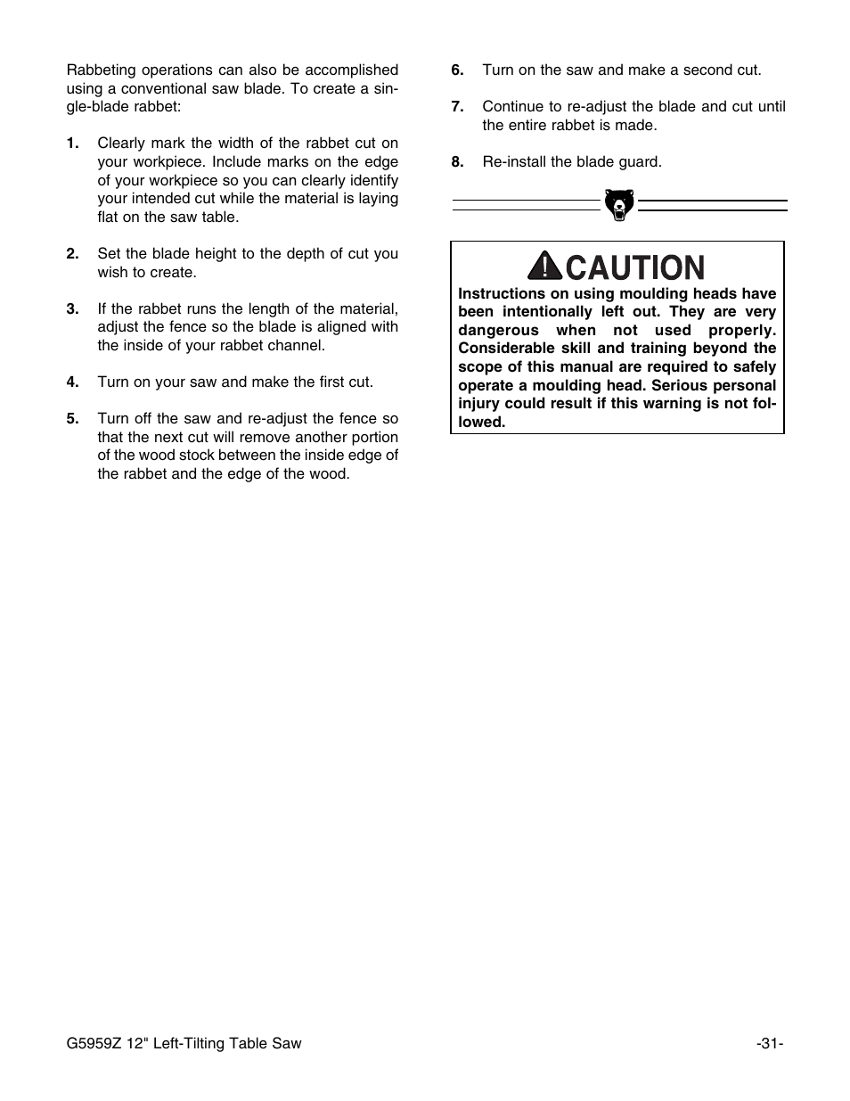 Grizzly G5959Z User Manual | Page 33 / 51