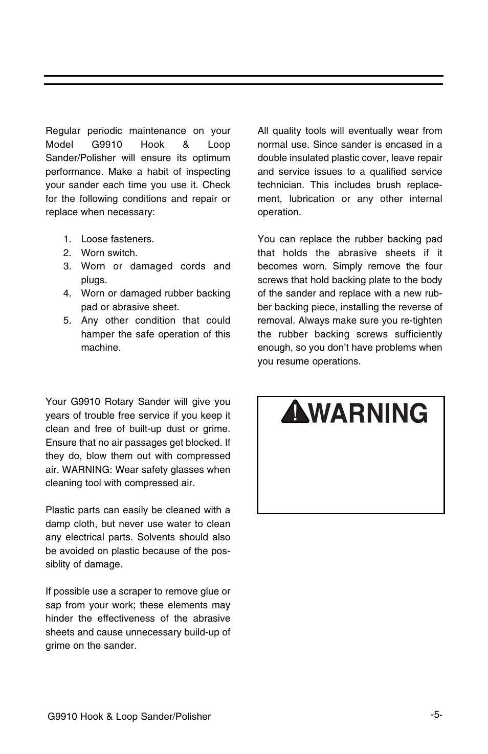 Maintenance, General, Keeping tool clean | Repair and service | Grizzly G9910 User Manual | Page 7 / 10