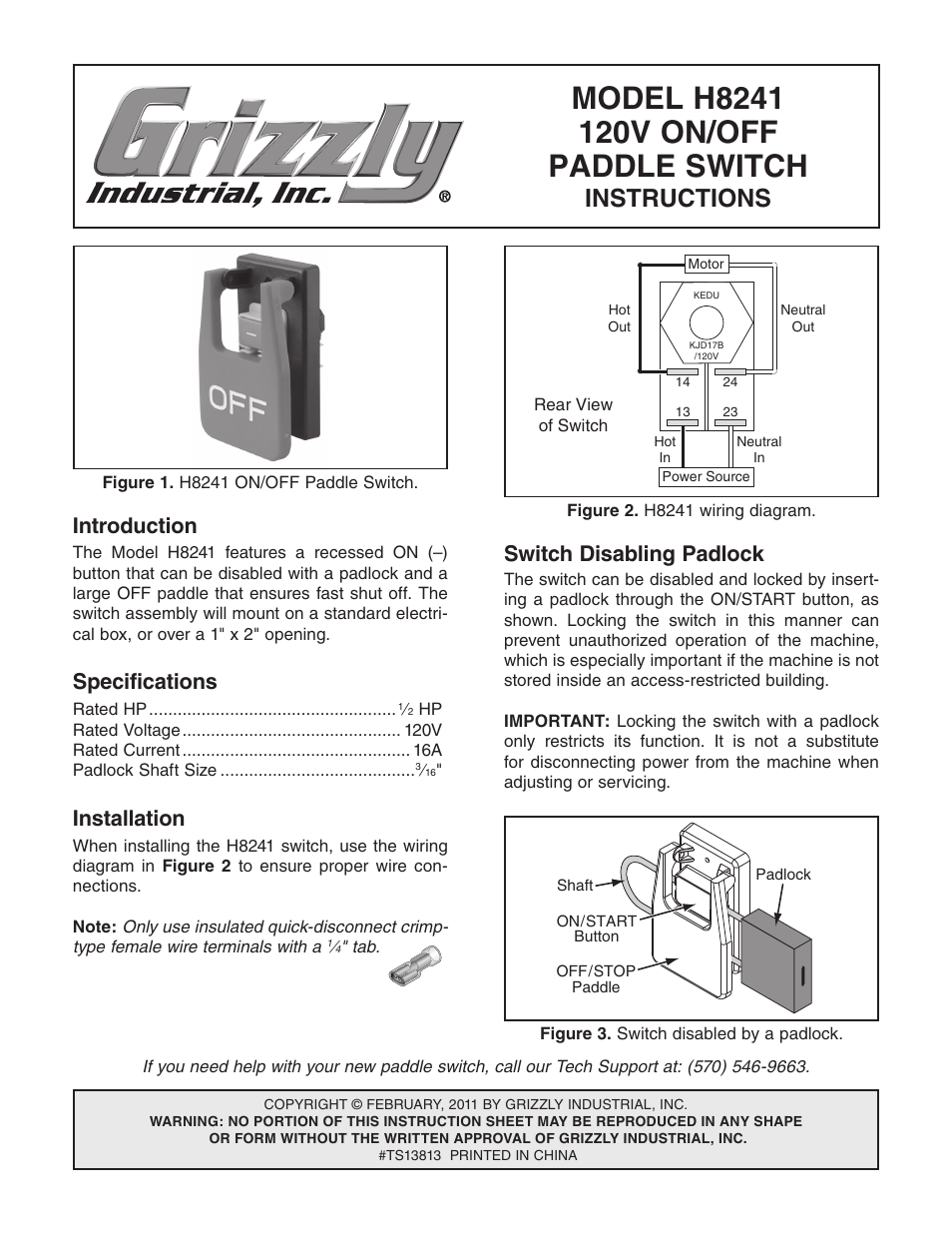 Grizzly H8241 User Manual | 1 page