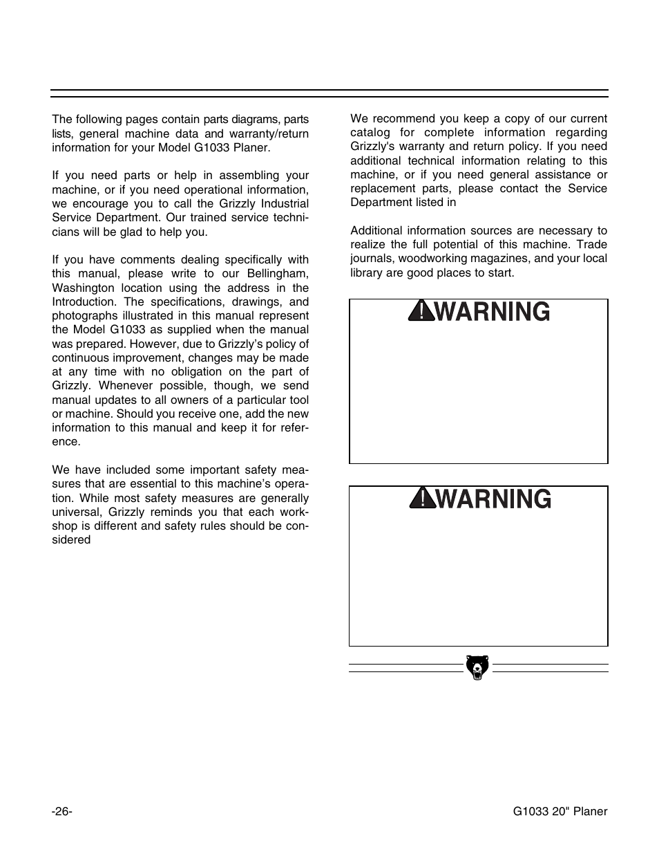 Grizzly G1033 User Manual | Page 28 / 42