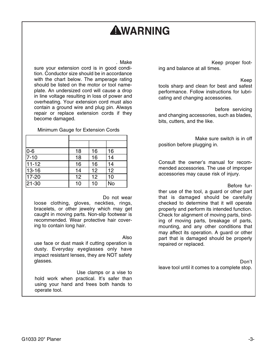 Safety instructions for power tools | Grizzly G1033 User Manual | Page 5 / 42