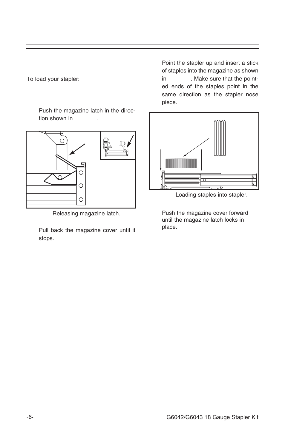 Operation, Loading stapler | Grizzly G6042/3 User Manual | Page 7 / 20