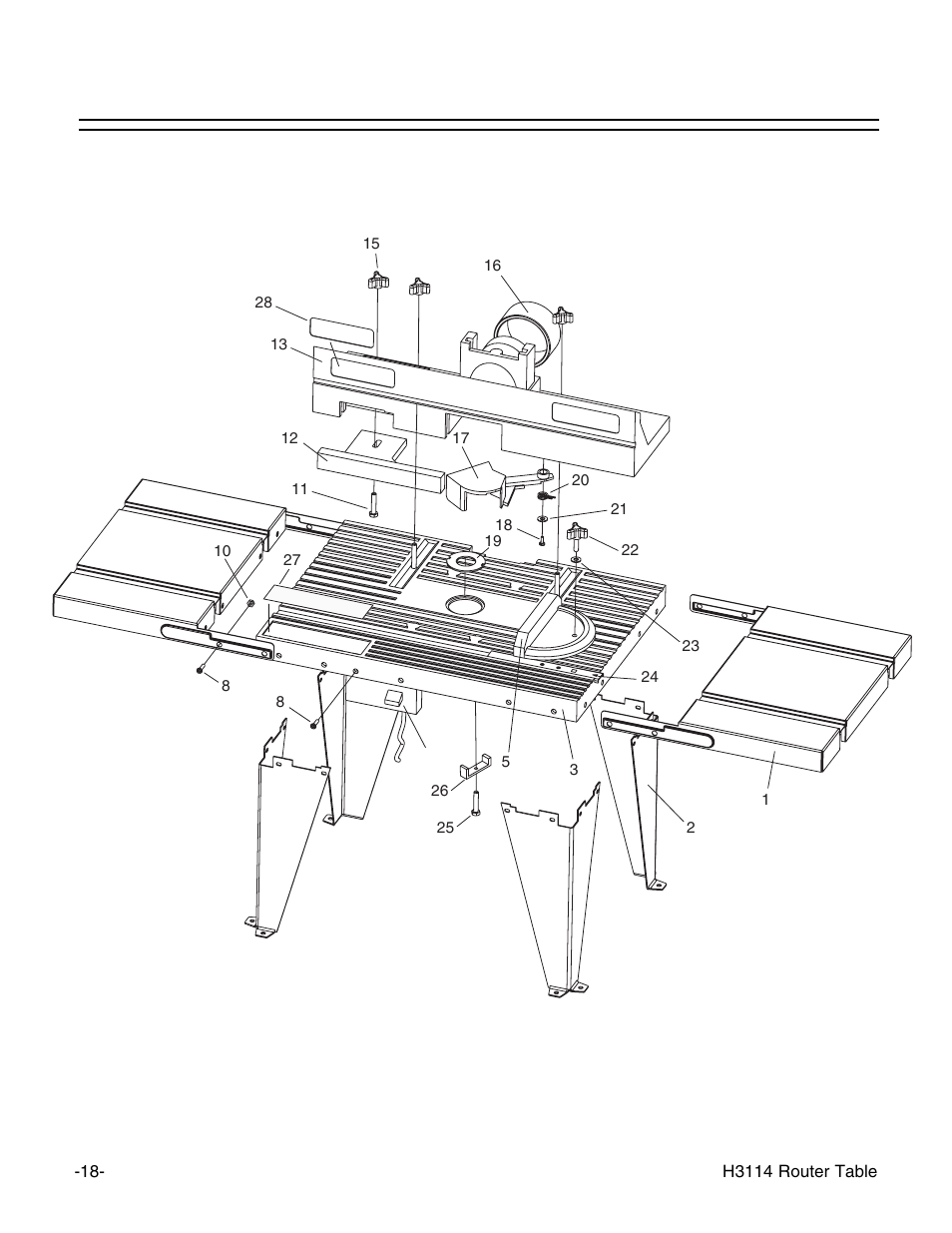 Parts breakdown and list | Grizzly H3114 User Manual | Page 20 / 28