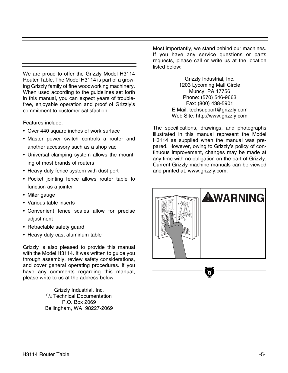 Commentary | Grizzly H3114 User Manual | Page 7 / 28