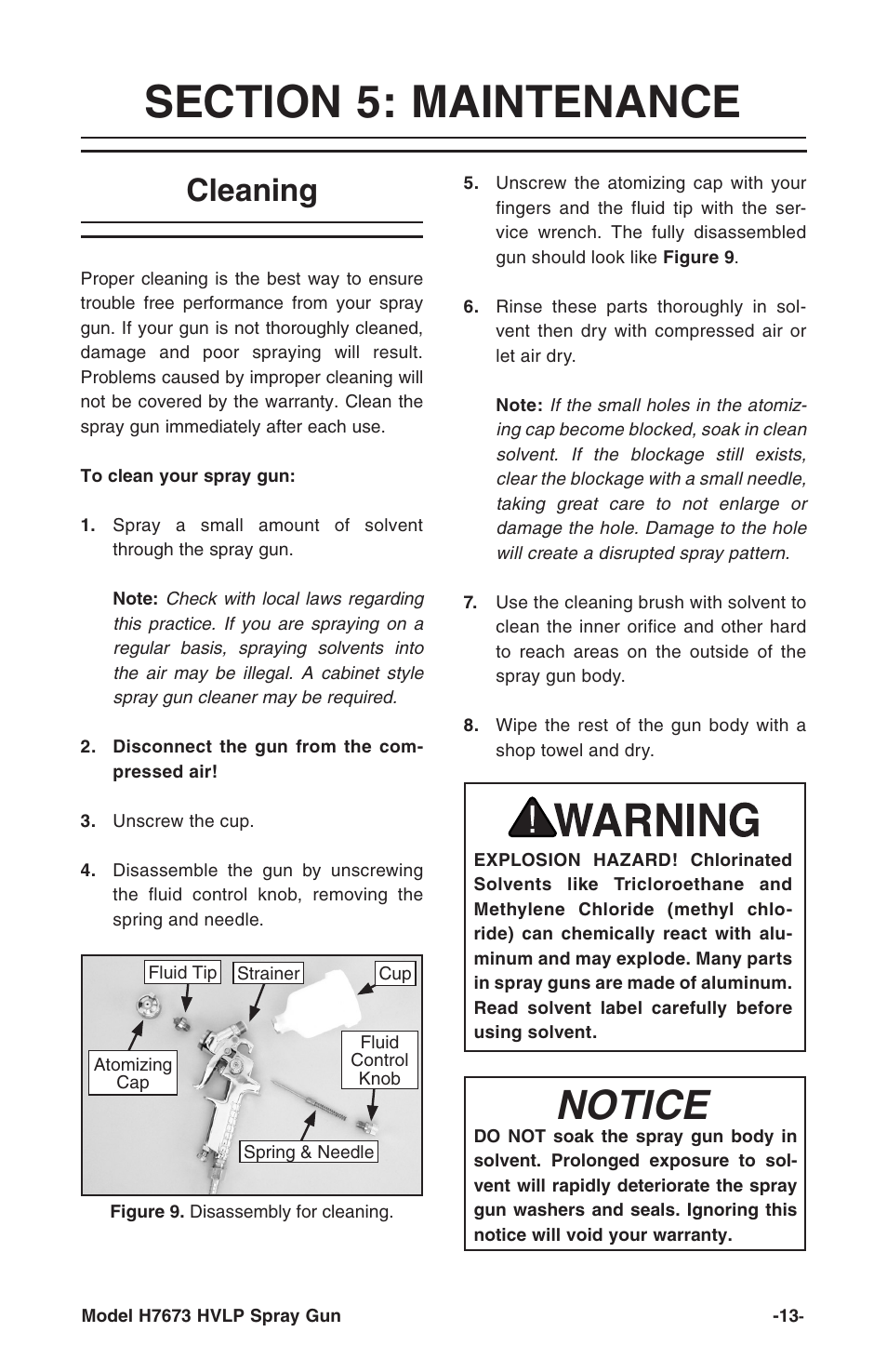 Notice, Cleaning | Grizzly H7673 User Manual | Page 13 / 20