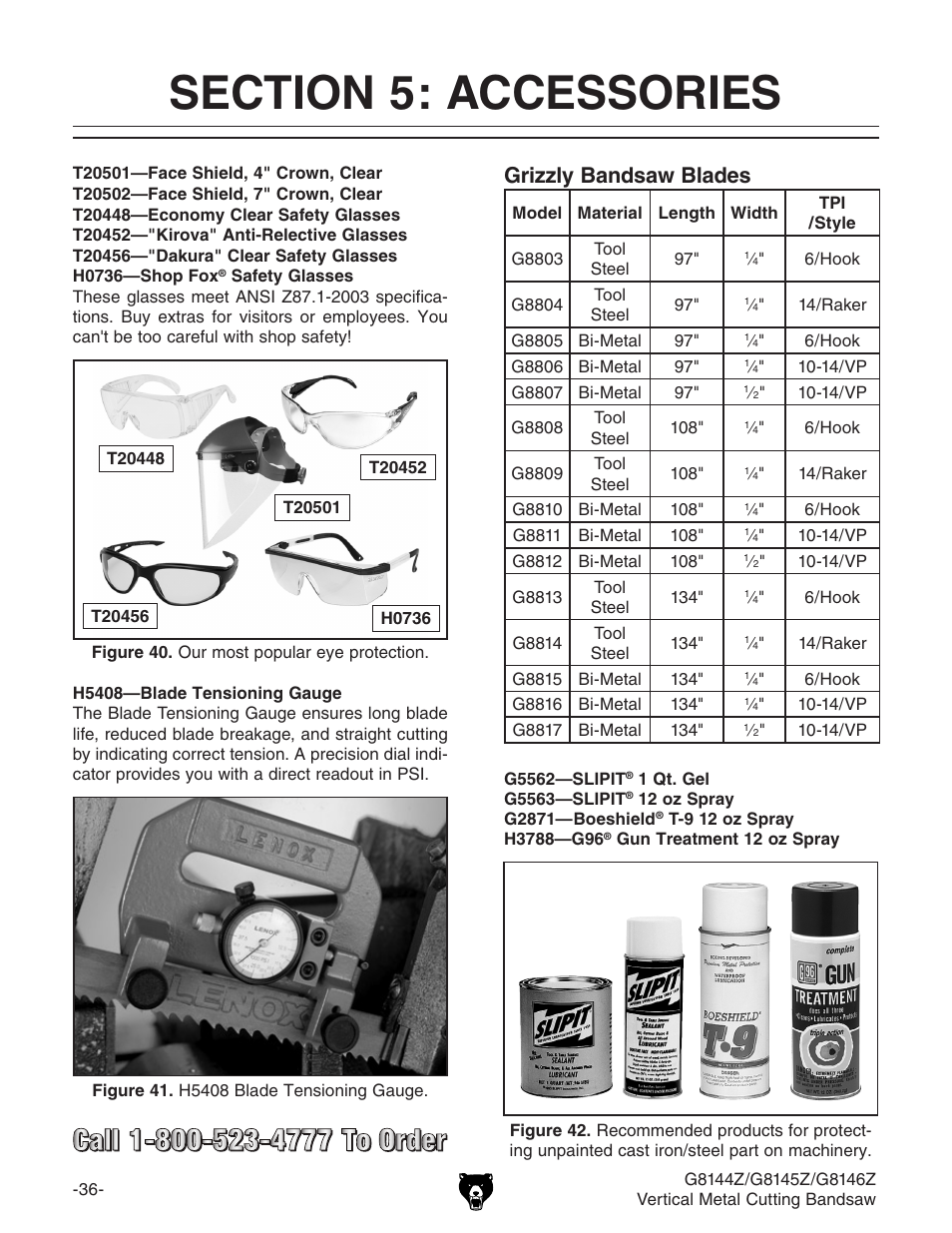 Grizzly bandsaw blades | Grizzly G8146Z User Manual | Page 38 / 72