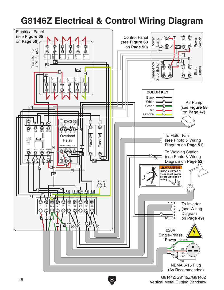 G8146z electrical & control wiring diagram | Grizzly G8146Z User Manual | Page 50 / 72