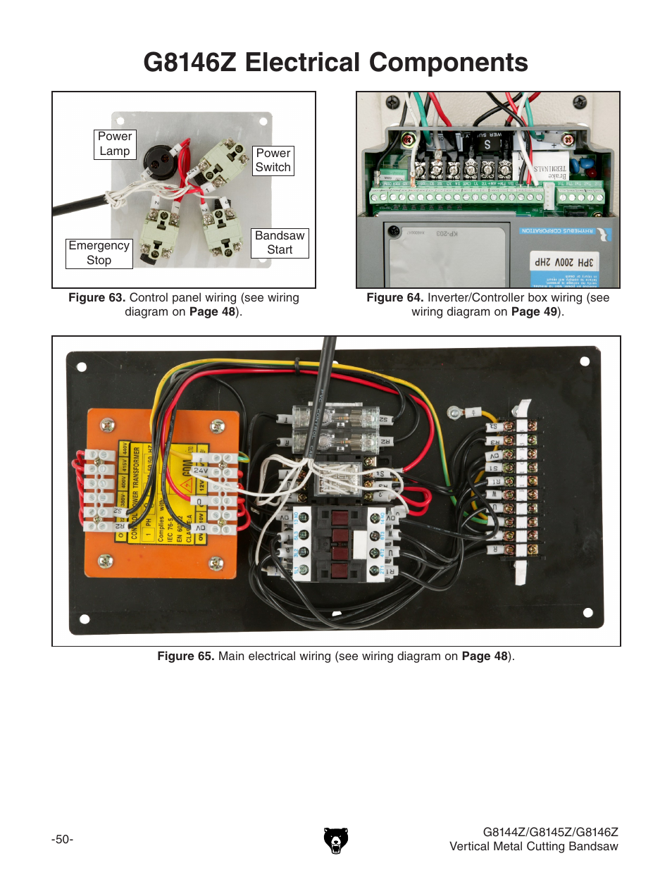 G8146z electrical components | Grizzly G8146Z User Manual | Page 52 / 72