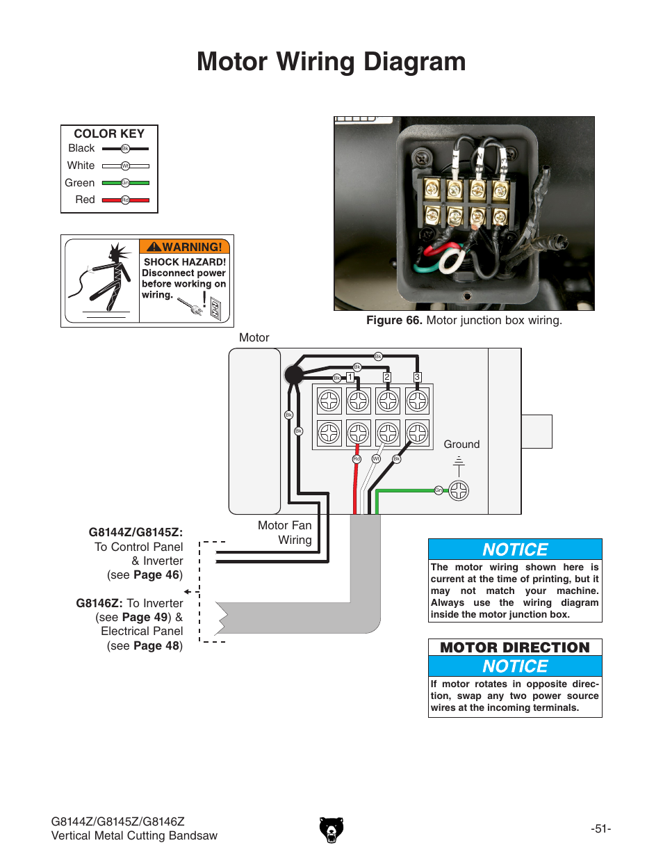 Motor wiring diagram | Grizzly G8146Z User Manual | Page 53 / 72