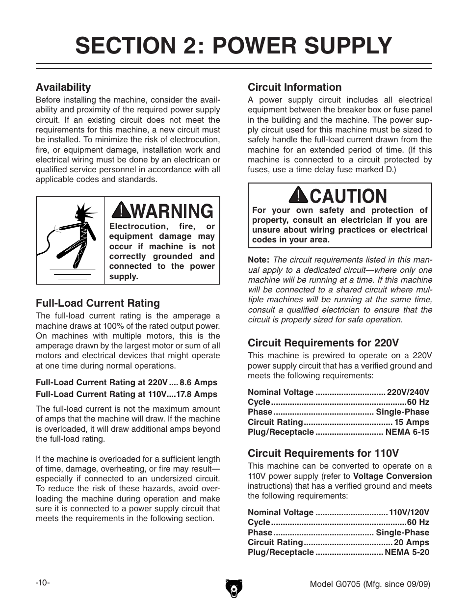 Grizzly G0705 User Manual | Page 12 / 60