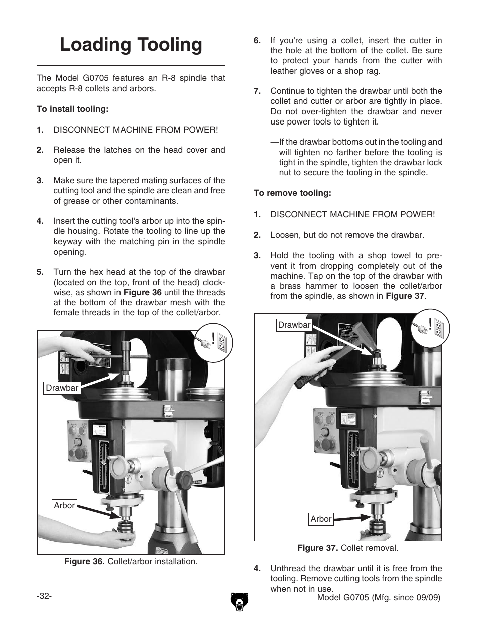 Loading tooling | Grizzly G0705 User Manual | Page 34 / 60