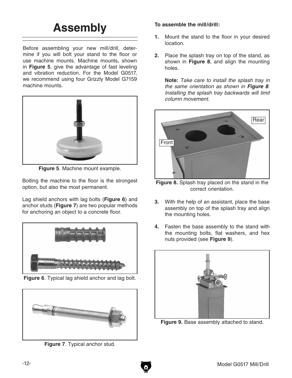 Assembly | Grizzly G0517g User Manual | Page 14 / 40