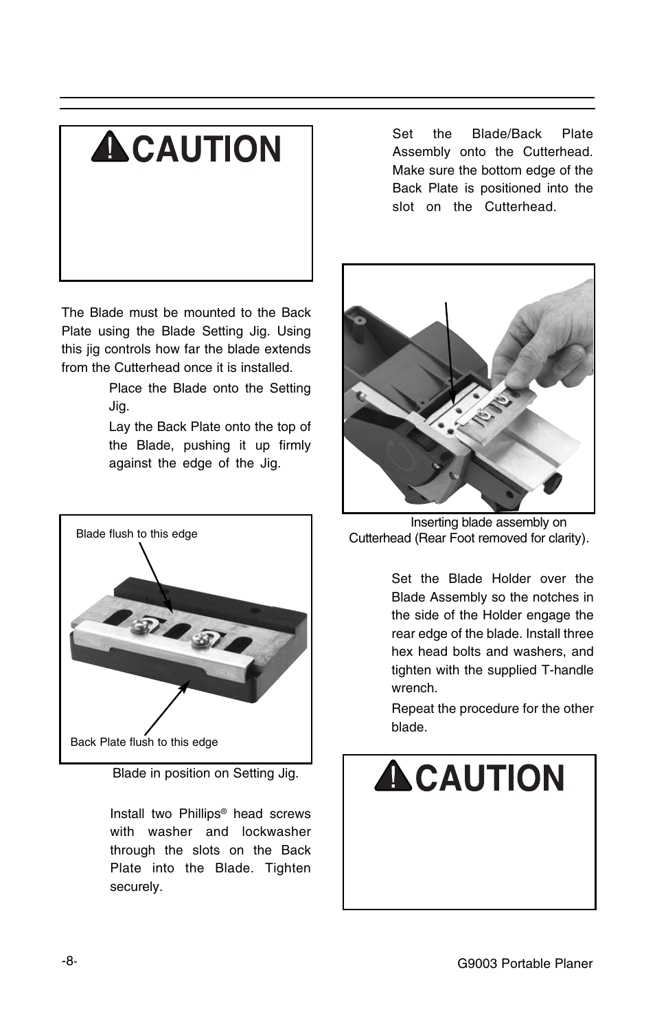 Blade installation | Grizzly G9003 User Manual | Page 8 / 20