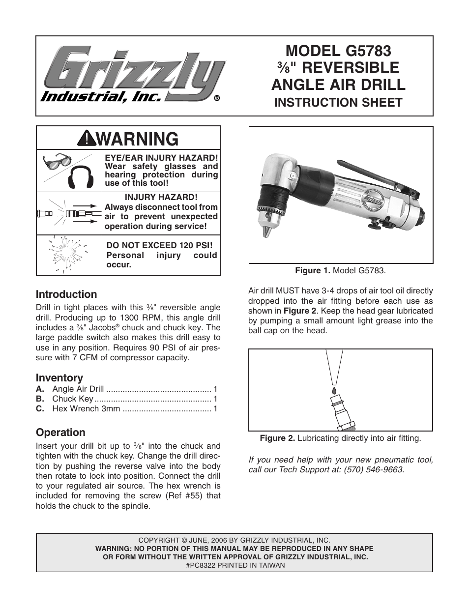 Grizzly G5783 User Manual | 2 pages