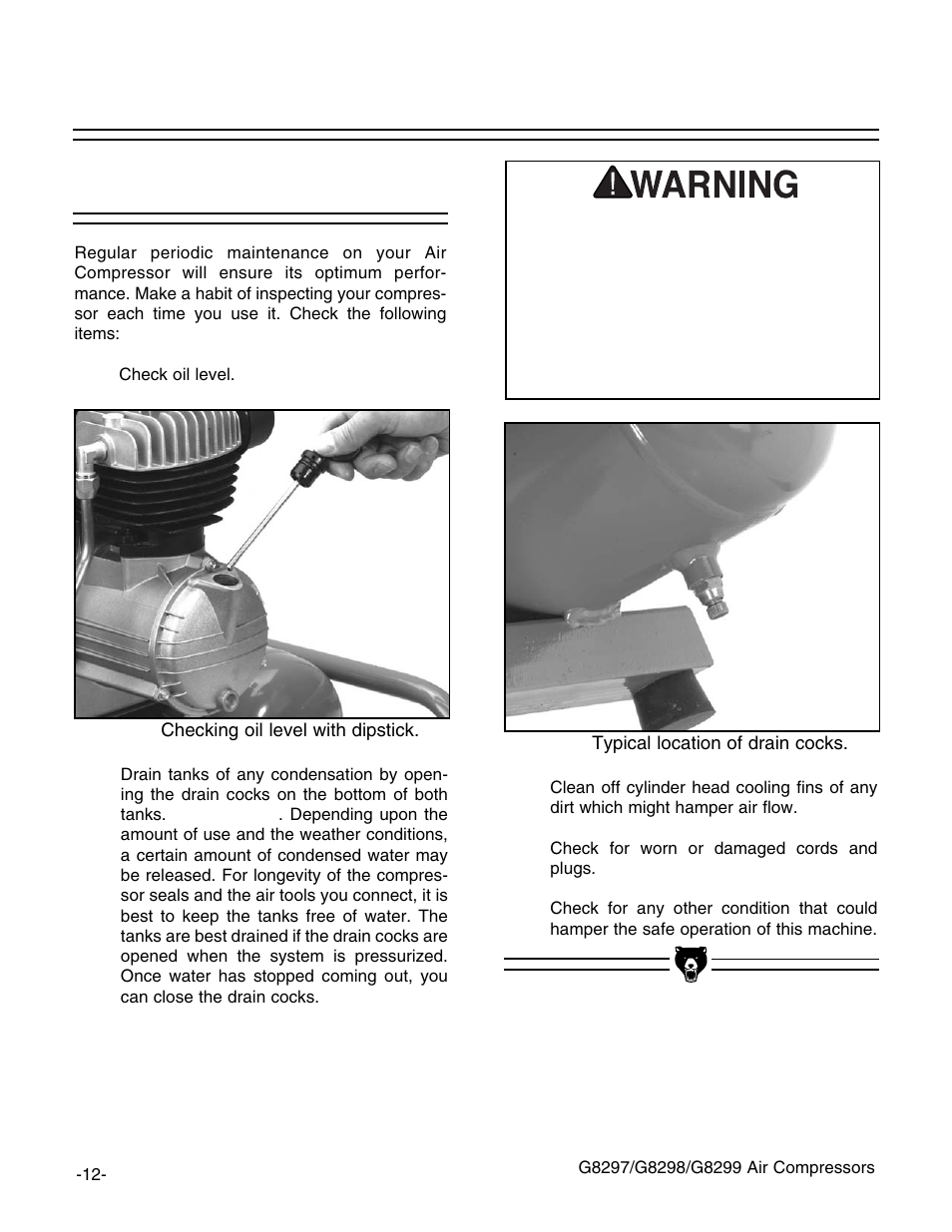 Each use | Grizzly G8297 User Manual | Page 14 / 26