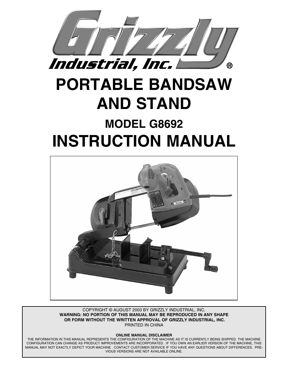Grizzly G8692 User Manual | 35 pages