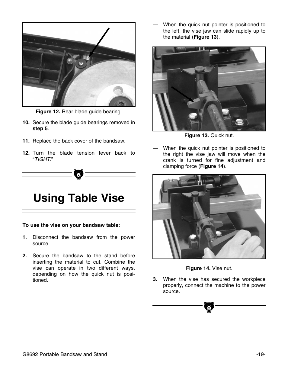 Using table vise | Grizzly G8692 User Manual | Page 20 / 35