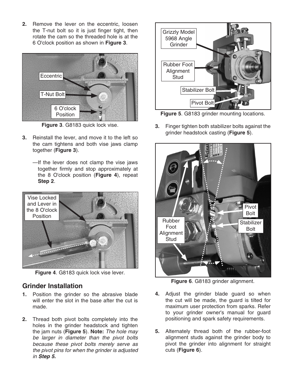 Grinder installation | Grizzly G8183 User Manual | Page 2 / 4